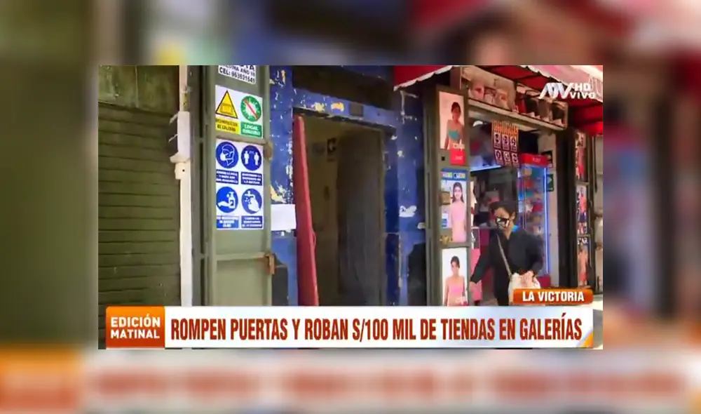 Delincuentes asaltaron en locales de importantes galerías del mencionado distrito. / Créditos: Captura ATV