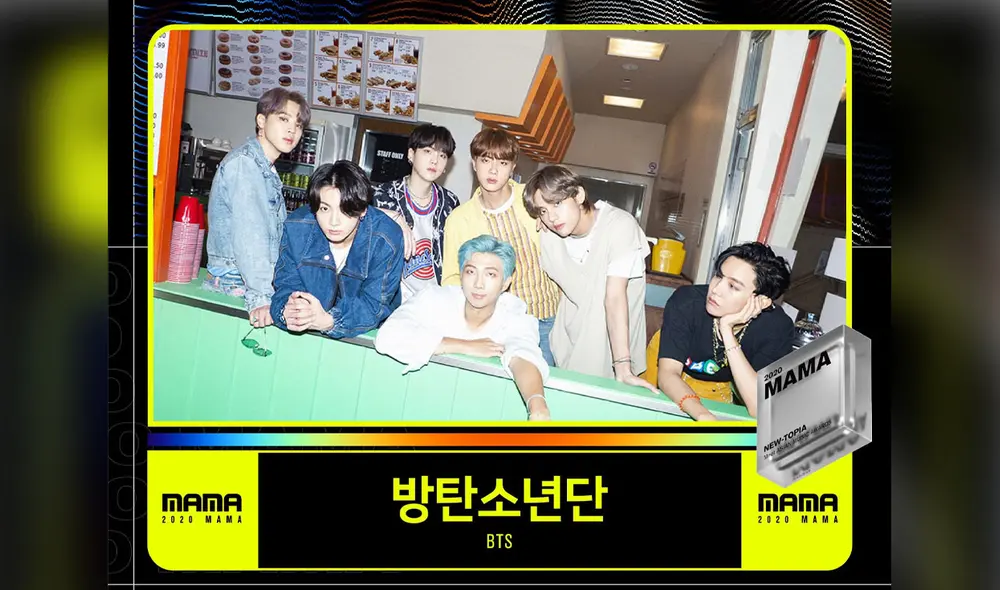 BTS nominado en los 2020 MAMA. Foto: Mnet