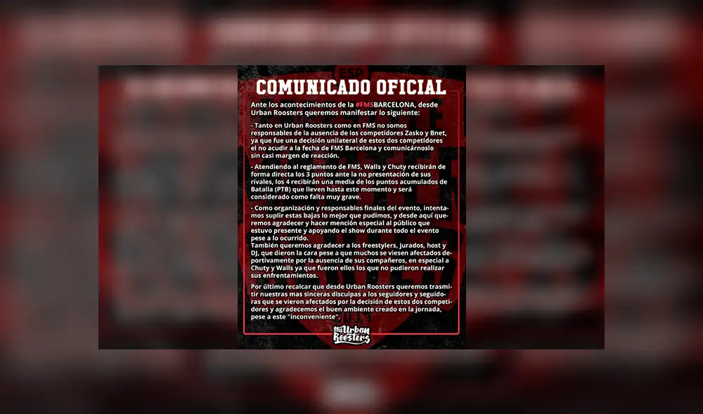 FMS España: Anuncian que Bnet y Zasko pierden sus batallas por no presentarse FMS España: Anuncian que Bnet y Zasko pierden sus batallas por no presentarse