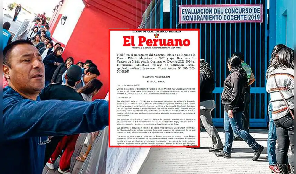 Modifican el cronograma a del Concurso Público de Ingreso a la Carrera Pública Magisterial - 2022. Foto: composición Jazmin Ceras/La República/ captura de El Peruano