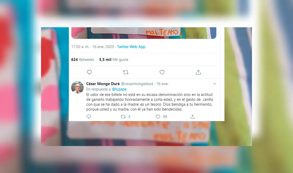 Joven peruano entrega su modesto sueldo a su madre y noble gesto se vuelve viral [FOTOS]