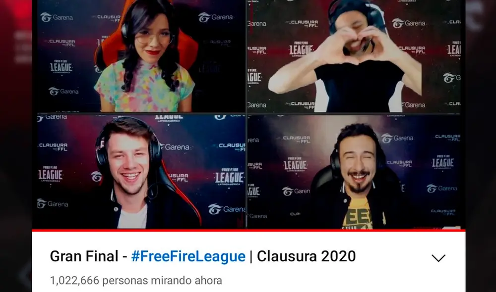 Free Fire League superó el millón de espectadores en simultáneo en YouTube. Foto captura: YouTube