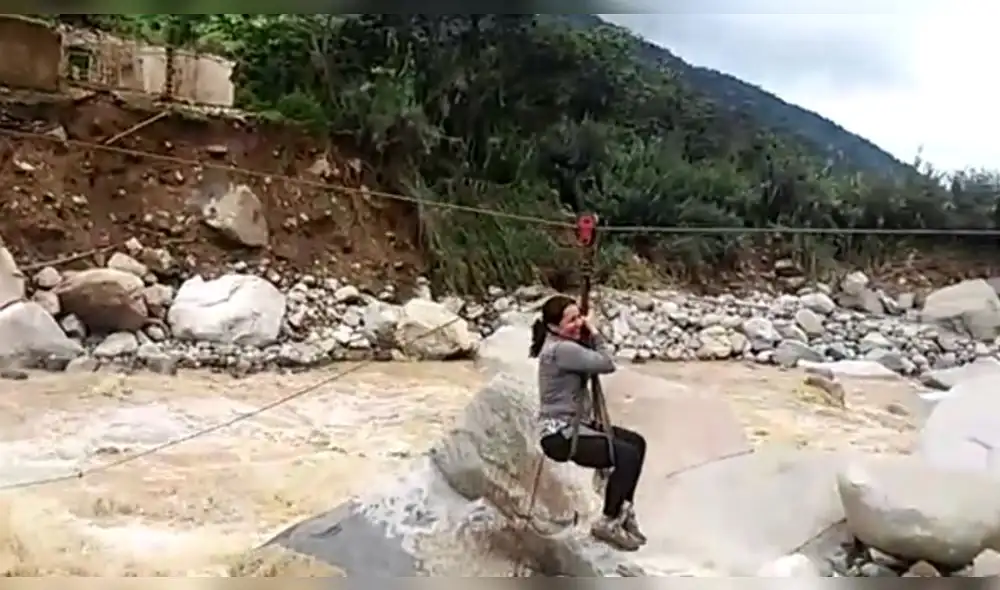 Lambayeque: Usan sistema de poleas para cruzar de Laquipampa a Ferreñafe [VIDEO]