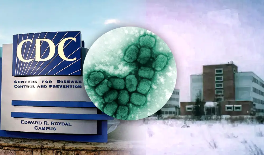 En el centro, el virus de la viruela. A la izquierda, el Centro de Control y la Prevención de Enfermedades de Estados Unidos (CDC). A la derecha, el laboratorio VECTOR del Centro de Investigación en Virología y Biotecnología. Foto: composición Gerson Cardoso / EFE / US Government Accountability Office En el centro, el virus de la viruela. A la izquierda, el Centro de Control y la Prevención de Enfermedades de Estados Unidos (CDC). A la derecha, el laboratorio VECTOR del Centro de Investigación en Virología y Biotecnología. Foto: composición Gerson Cardoso / EFE / US Government Accountability Office