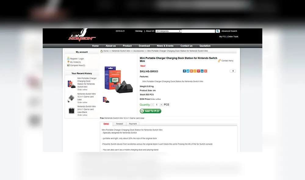 'Nintendo Switch Mini' revelada en tienda de accesorios HonSon.