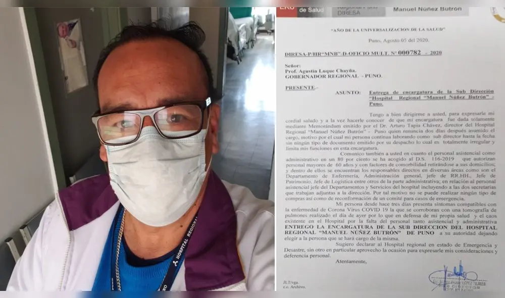 Coronavirus en Puno. Jorge López Tejada, subdirector del hospital Manuel Nuñez Butrón renunció. Coronavirus en Puno. Jorge López Tejada, subdirector del hospital Manuel Nuñez Butrón renunció.