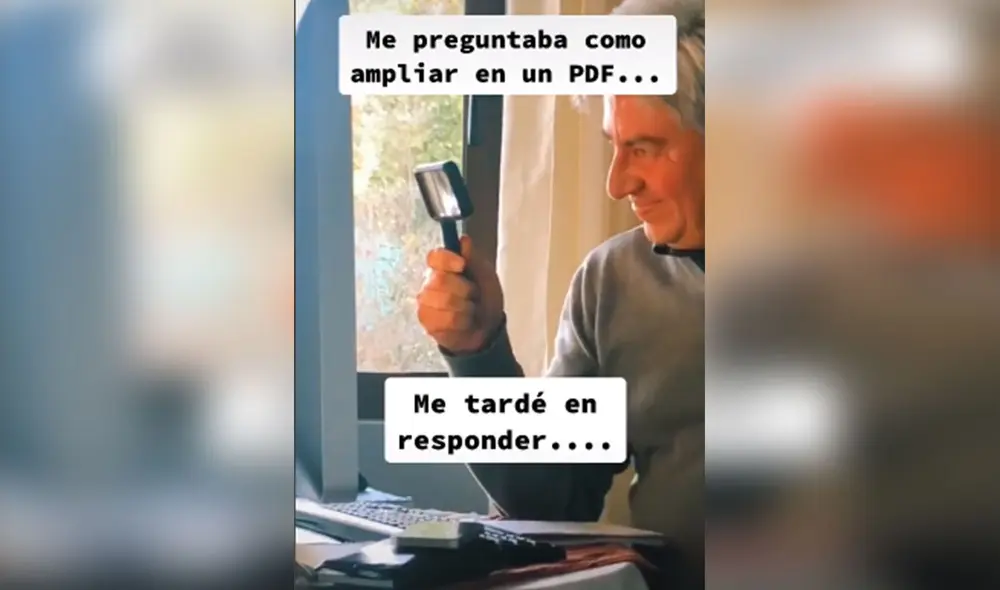 Pese a su poco conocimiento para manejar la computadora, este señor se levó elogios por su manera de solucionar los impases. Foto: captura de TikTok