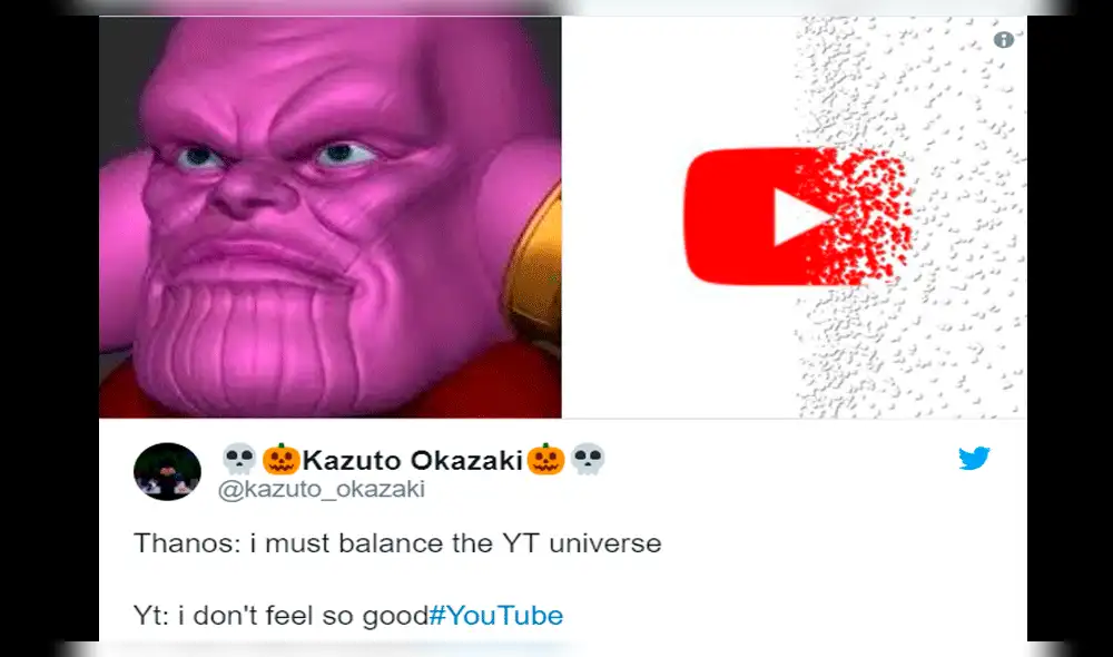 Acusan a Thanos de ser el culpable de la caída de YouTube [IMÁGENES]