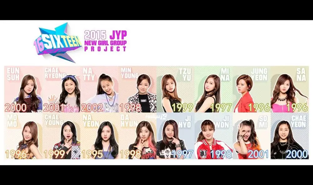 SIXTEEN fue un reality de supervivencia del 2015 en el que las ganadoras integraron el grupo K-pop TWICE. SIXTEEN fue un reality de supervivencia del 2015 en el que las ganadoras integraron el grupo K-pop TWICE.