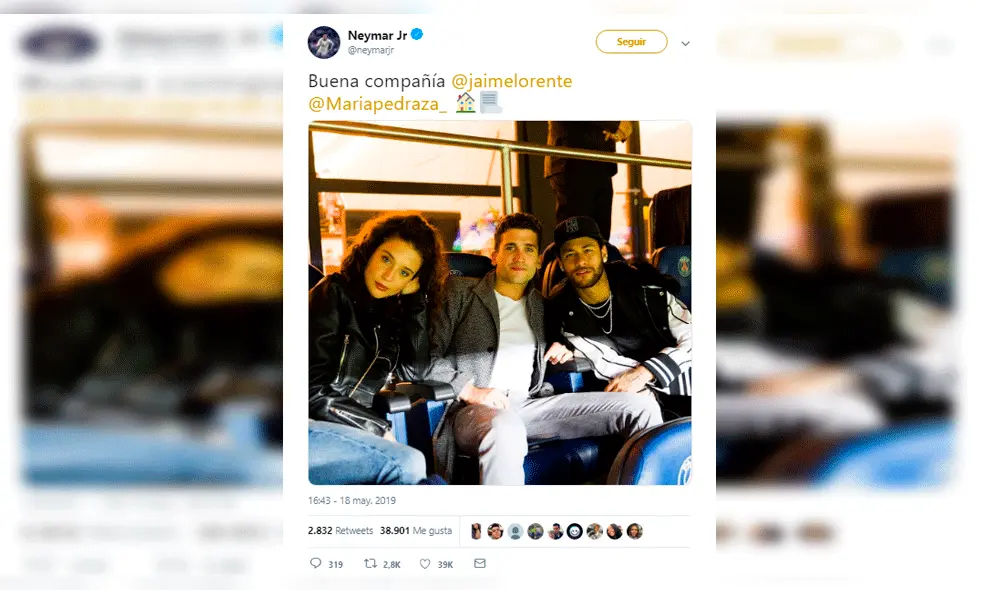 Neymar se luce con María Pedraza y Jaime Lorente, actores de "Élite"