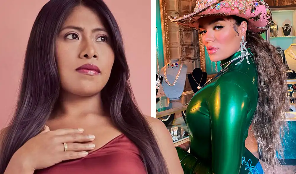 Yalitza Aparicio expresó que su artista favorita es la colombiana Karol G. Foto: composición Instagram fans
