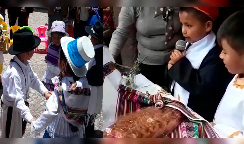 Niños realizan tradicional bautizo de wawa en Cusco.