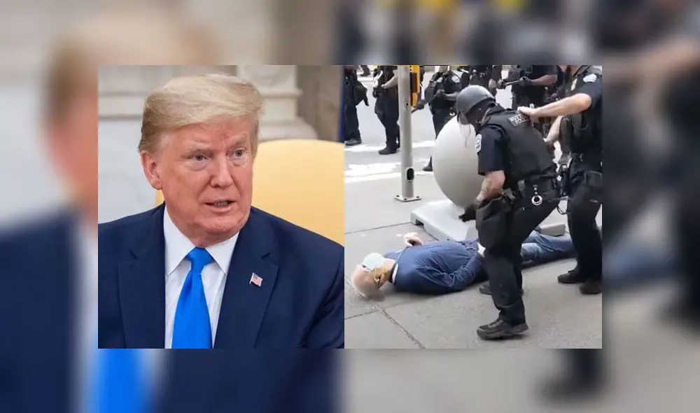 Donald Trump califica de montaje la caída del hombre de 75 años. Fotos: AFP / CBC News. Donald Trump califica de montaje la caída del hombre de 75 años. Fotos: AFP / CBC News.