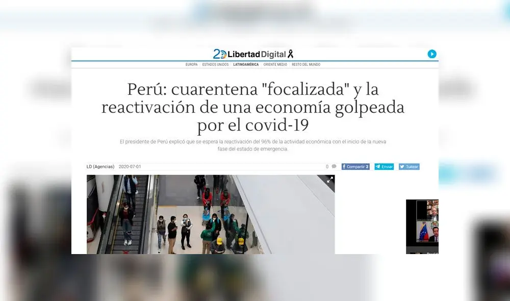 Medios Internacionales reaccionaron al término de la cuarentena en Perú. Foto: captura de pantalla. Medios Internacionales reaccionaron al término de la cuarentena en Perú. Foto: captura de pantalla.