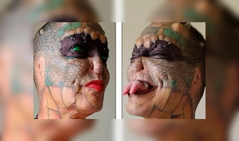 Richard Hernández cambió drásticamente su apariencia tras se diagnósticado con una grave enfermedad. Ahora asegura ser un 'reptil transgénero'. Foto: captura