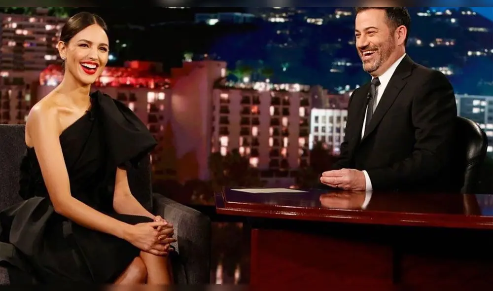 Eiza González en entrevista con Jimmy Kimmel. Foto: Instagram