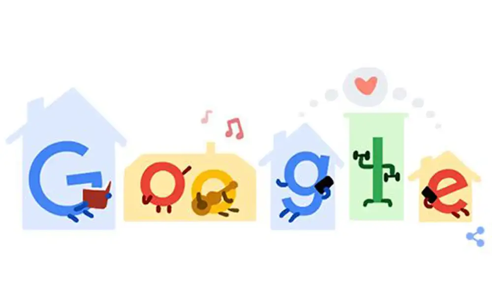 Un animado doodle para reforzar el mensaje de 'Quédate en casa'. Un animado doodle para reforzar el mensaje de 'Quédate en casa'.