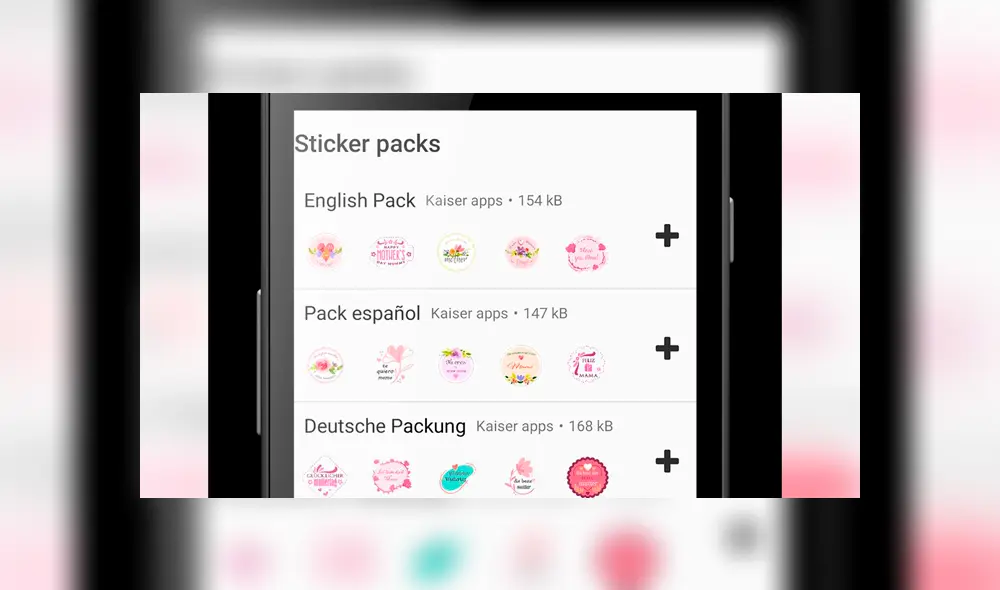 Paquetes de stickers están disponibles en más de un idioma.