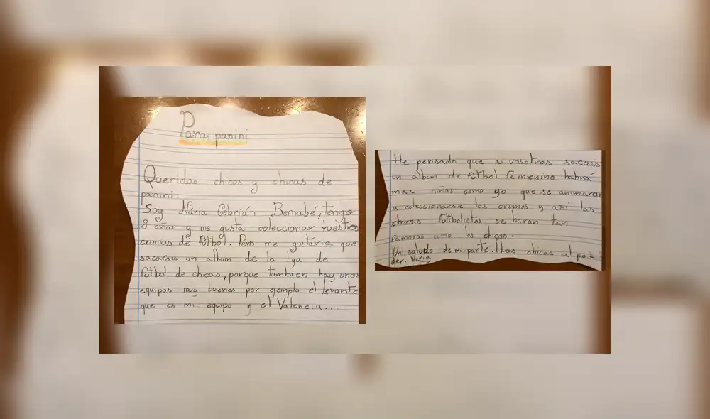 Twitter: Niña fanática del fútbol escribe carta a Panini por este insólito motivo [FOTOS]