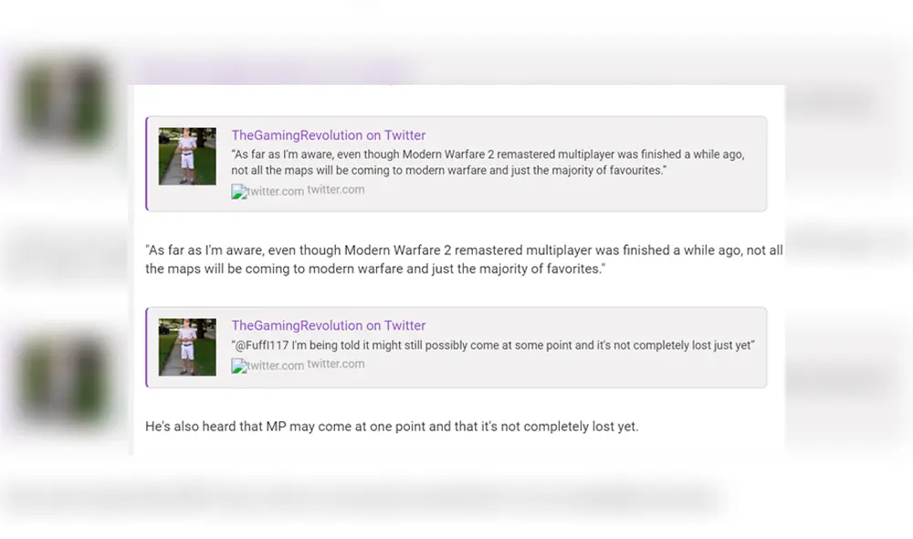 “Modern Warfare 2 Remastered se finalizó hace mucho tiempo, pero no todos los mapas llegarán ahí, solo la mayoría de los favoritos.”