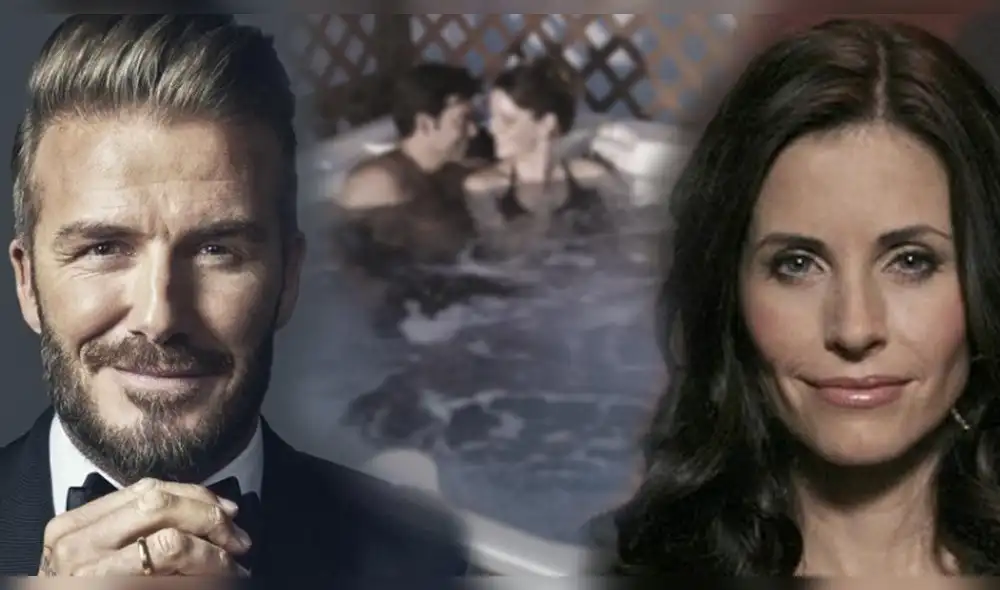 David Beckham y Courteney Cox en un jacuzzi y con casi nada de ropa. Fuente: Instagram