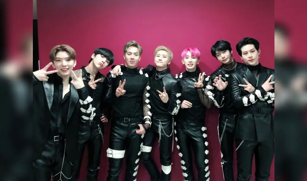 MONSTA X en la era 'Alligator', cuando aún estaba Wonho. Integrantes: Kihyun, Minhyuk, Shownu, I.M, Wonho, Hyungwon y Joohoney.