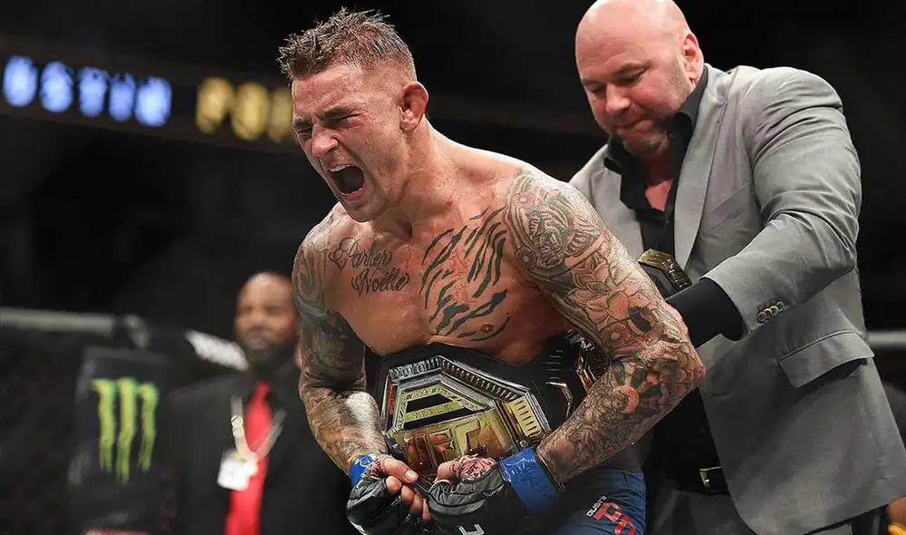 Porier ganó el campeonato interino de peso ligero de la UFC en abril del 2019. Foto: AFP.