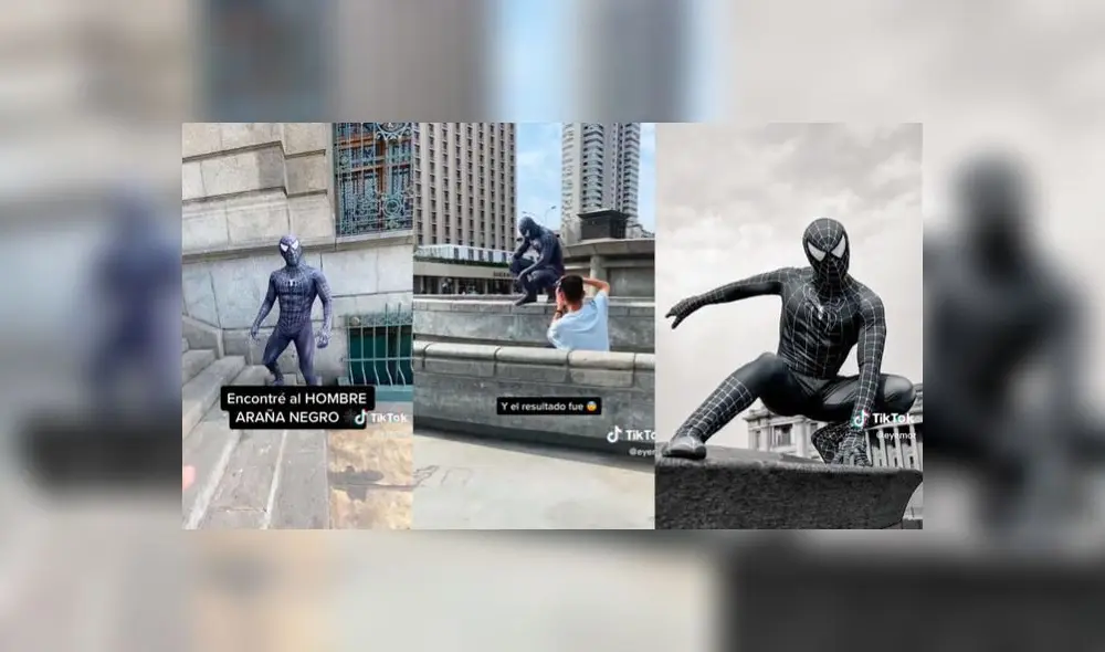 Fotógrafo peruano sorprende a todos con increibles fotos a Spider-Man / composición Líbero / captura Tiktok