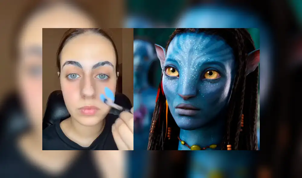 Desliza las imágenes para ver la increíble transformación que experimentó una joven para ser igual a Neytiri de Avatar. Foto: Stephh /TikTok/composición