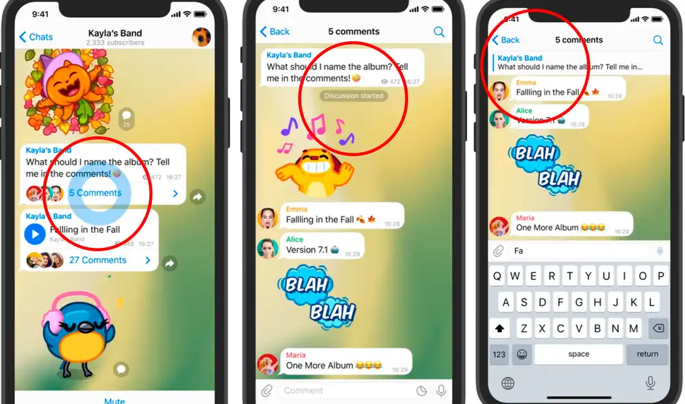 Telegram sigue sacando ventaja a WhatsApp con más funciones útiles. Emojis animados, filtros inteligentes de búsqueda por frases y hasta comentarios en los canales de grupo. Foto: Telegram