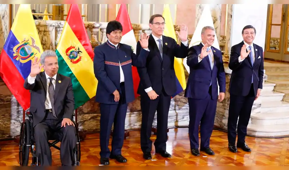 Martín Vizcarra se reunió con presidentes Evo Morales, Lenín Moreno e Iván Duque en Palacio