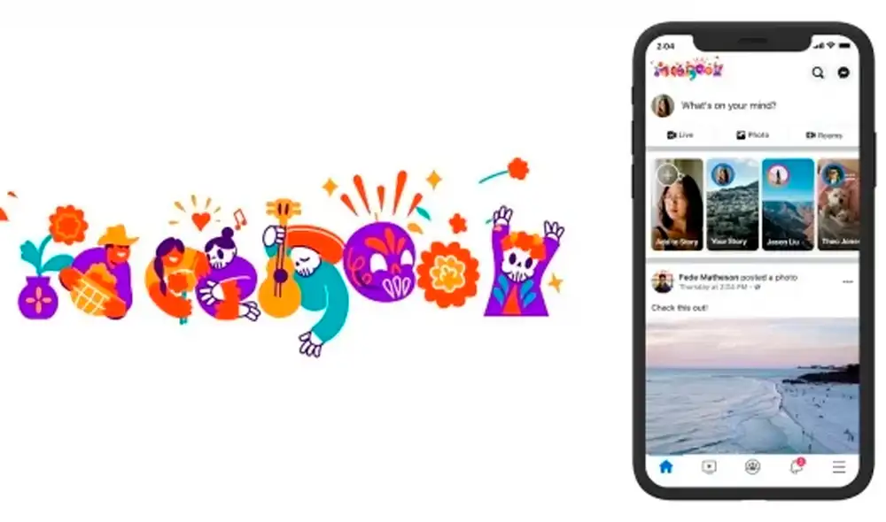 Facebook cambia su logo por el Día de los Muertos. Foto: Facebook