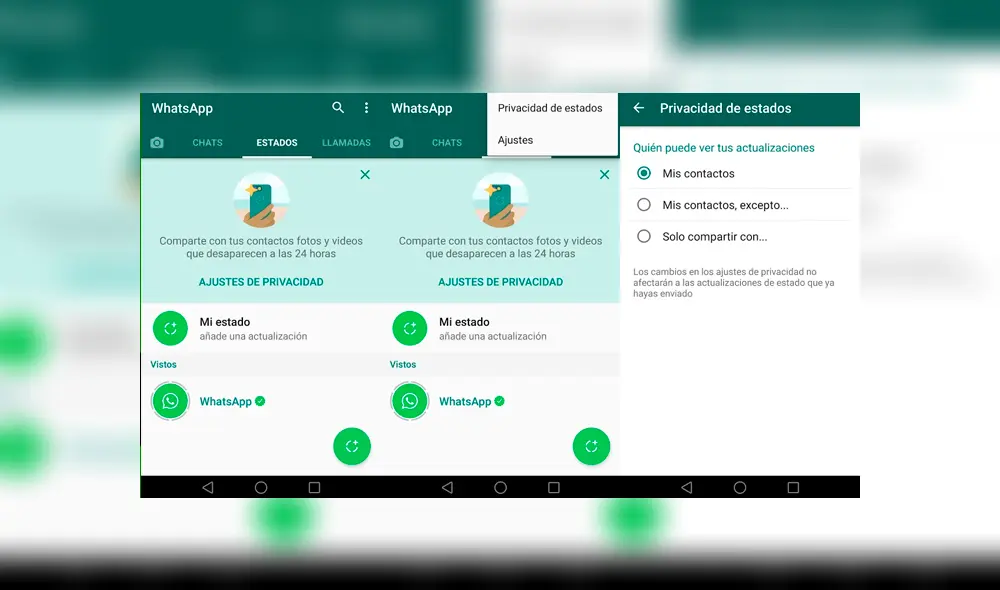 Y también a través de tus estados.