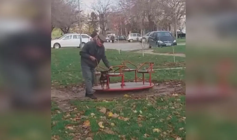 Desliza las imágenes para descubrir el tierno momento entre un anciano y un perro que fue captado por una joven. Foto: captura de TikTok