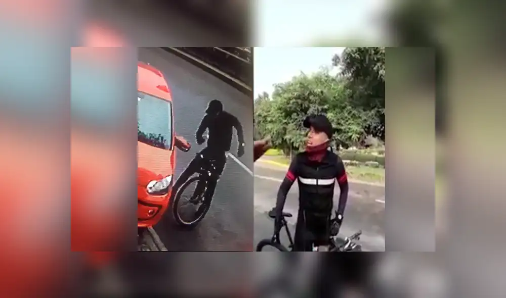 Ciclista insulta a conductora, le escupe y daña su vehículo [VIDEO]