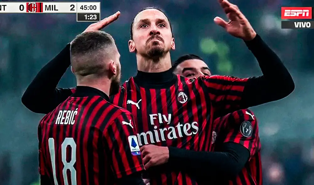 Zlatan Ibrahimovic puso el 2-0 del Milan sobre el Inter. Foto: Twitter
