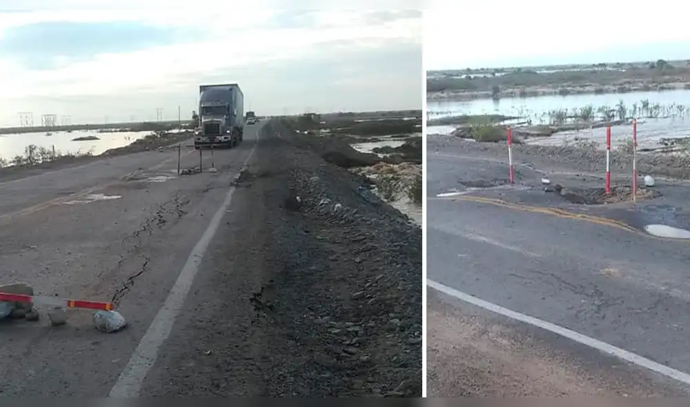 Restringen tránsito Chiclayo-Piura por posible colapso de carretera Restringen tránsito Chiclayo-Piura por posible colapso de carretera