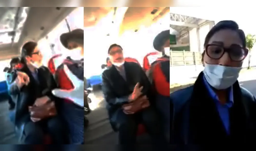 Agente fue grabada al costado de una pasajera, pese a que cobradora le insistía que ocupe otro asiento. Agente fue grabada al costado de una pasajera, pese a que cobradora le insistía que ocupe otro asiento.
