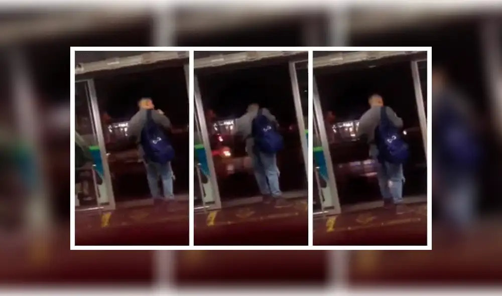 Facebook viral: sorprenden a pasajero cepillándose los dientes en un paradero de transporte público [VIDEO]