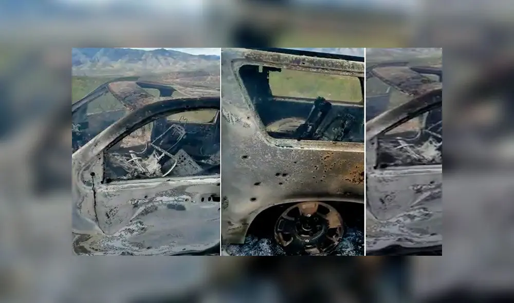 Además del fallecimiento de nueve personas, el vehículo donde viajaban quedó calcinado. Foto: difusión Además del fallecimiento de nueve personas, el vehículo donde viajaban quedó calcinado. Foto: difusión