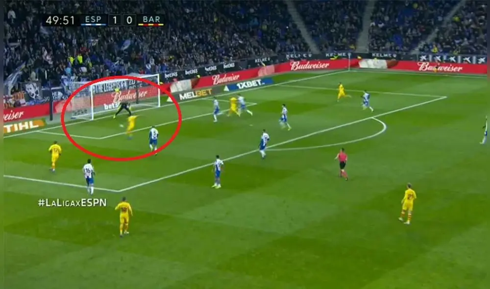 Suárez empató la cuenta para el Barcelona en el segundo tiempo. Foto: ESPN.