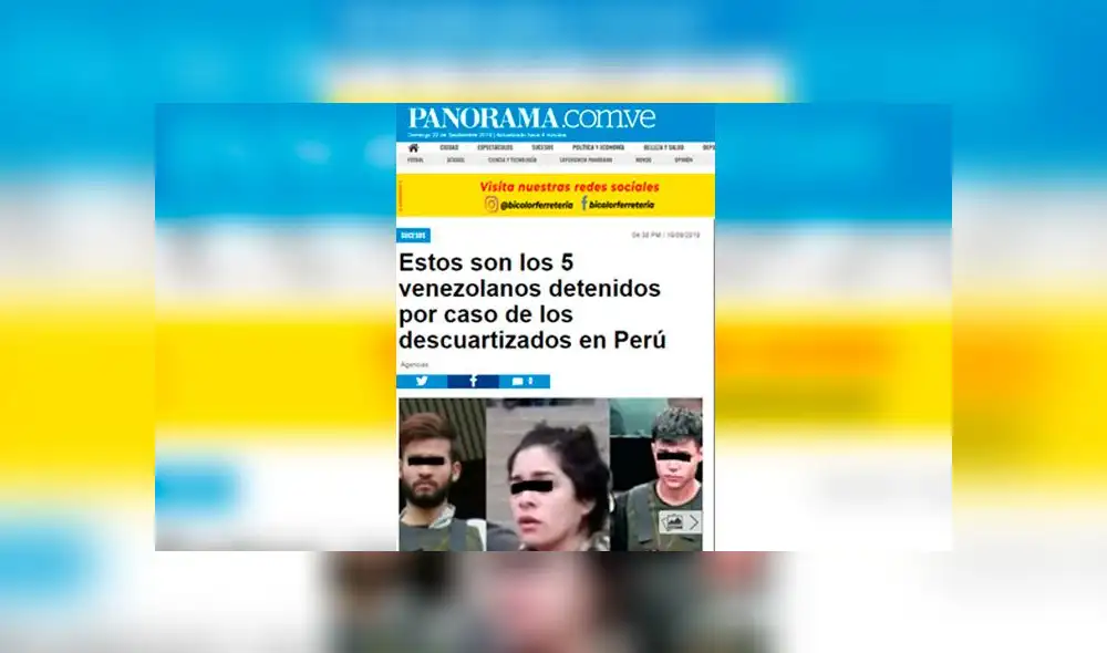 Descuartizamiento en S.M.P.: así informó la prensa venezolana Descuartizamiento en S.M.P.: así informó la prensa venezolana