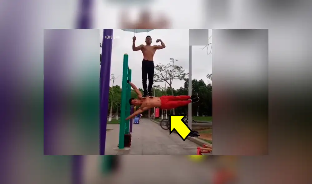 Facebook viral: chico 'fitness' hace extrema acrobacia con amigo y final sorprende [VIDEO] 