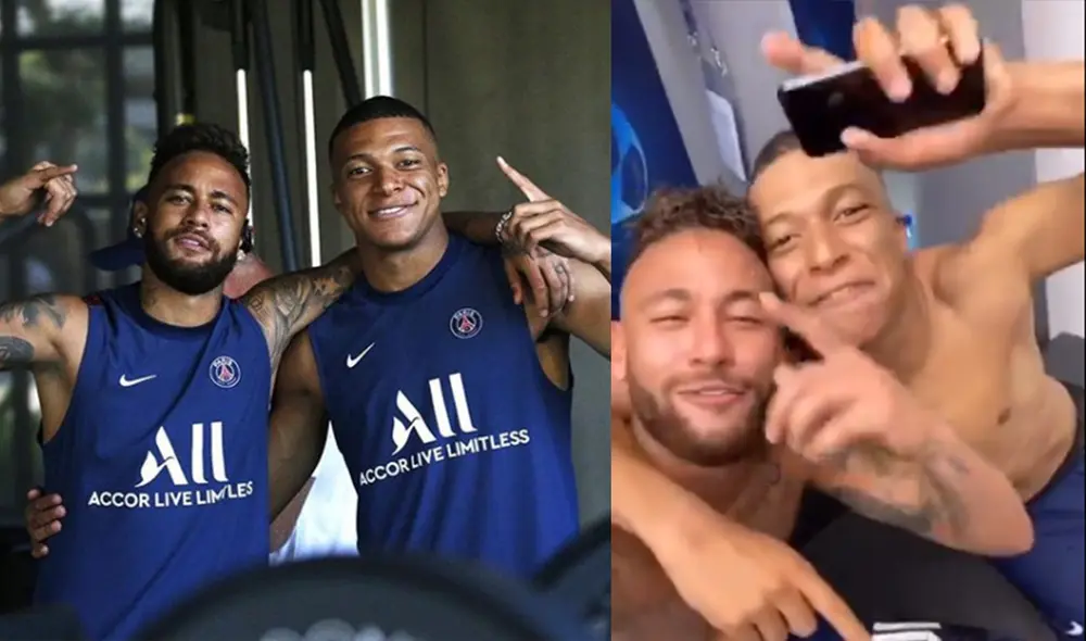 La amistad entre Neymar y Kylian Mbappé  quedó reflejada con su celebración en los camerinos por el triunfo del PSG. Foto: Instagram/@PSG_inside