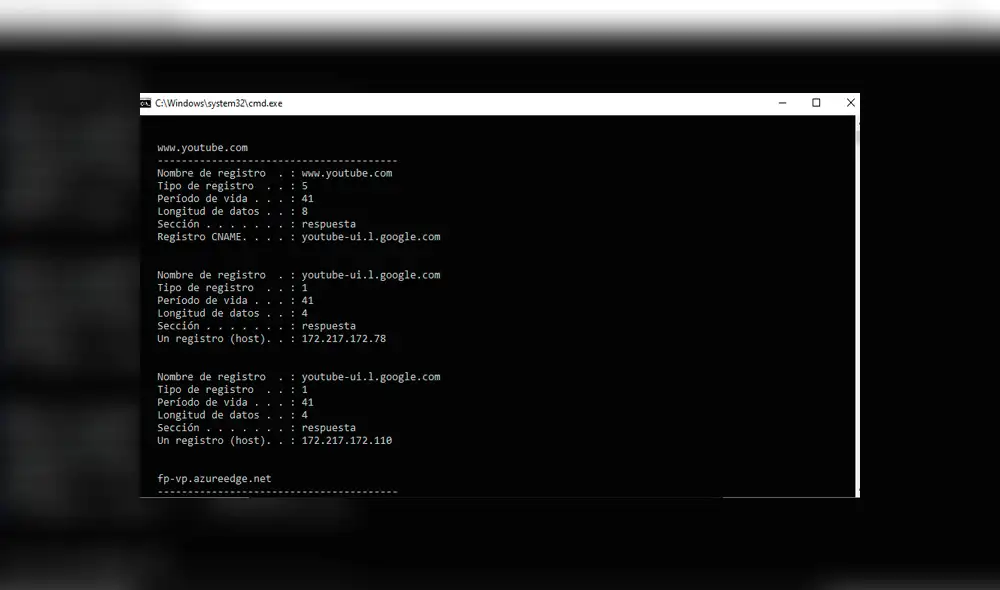 El tercer paso es digitar el comando ipconfig /displaydns