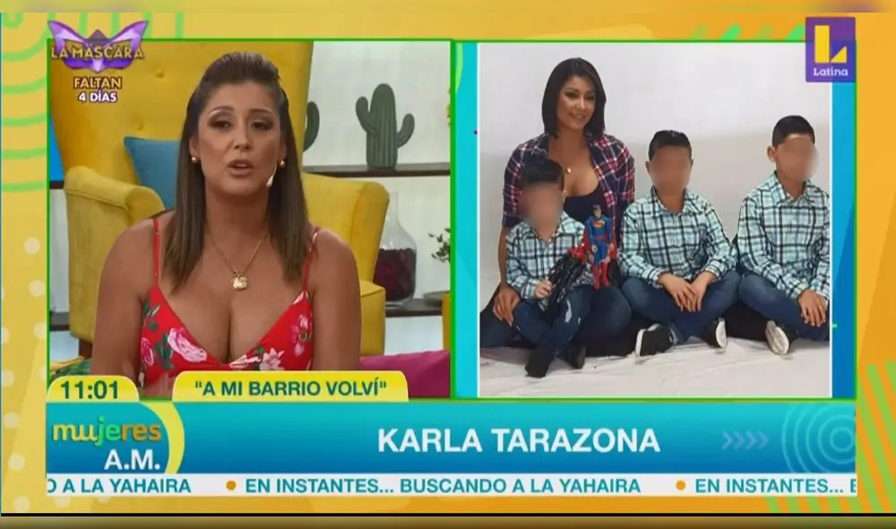 Karla Tarazona se muestra muy contenta con sus hijos