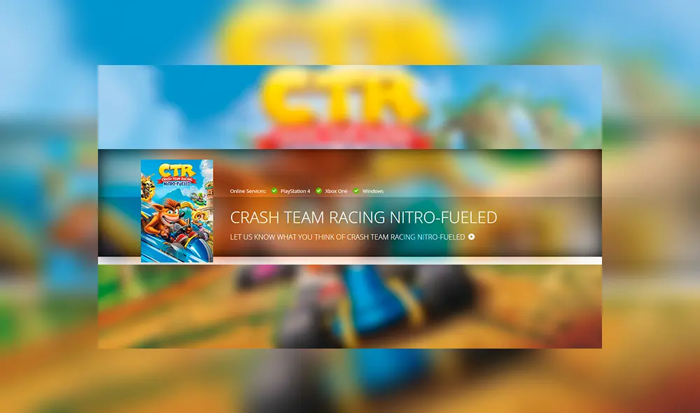 Crash Team Racing Nitro Fueled para PC aparece en su web oficial.