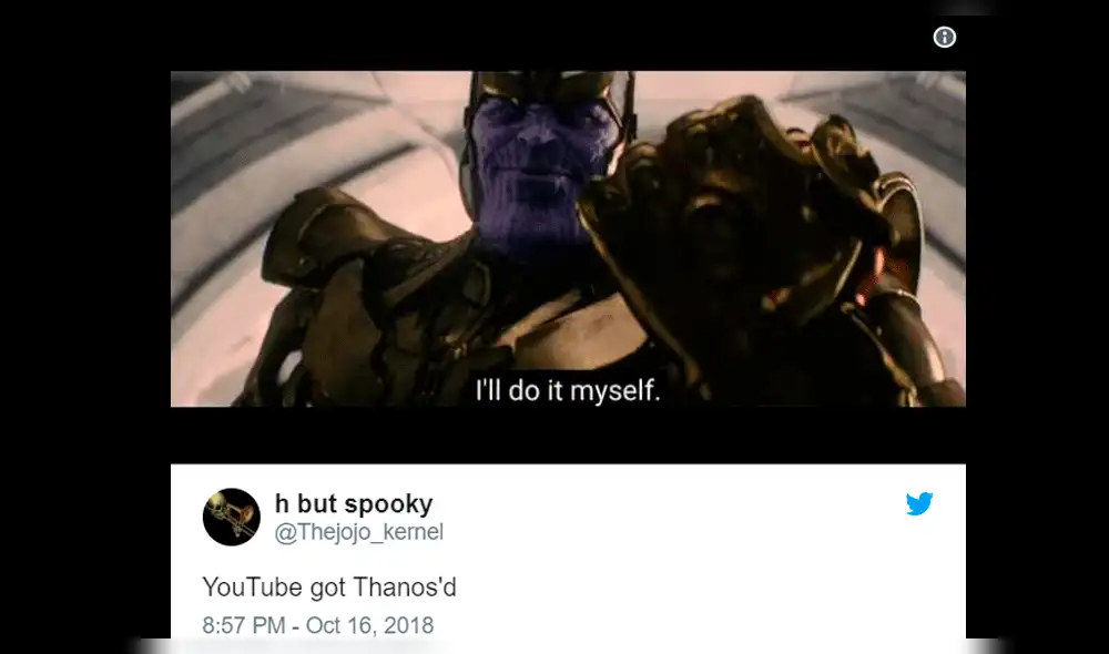 Acusan a Thanos de ser el culpable de la caída de YouTube [IMÁGENES]