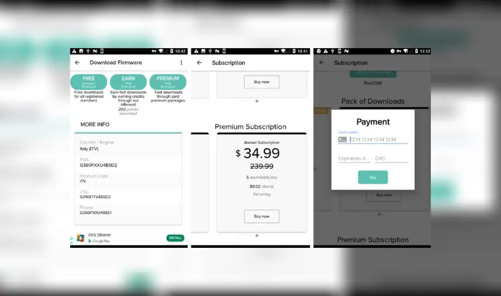 Esta aplicación falsa ofrecía actualizaciones gratuitas y de pago.