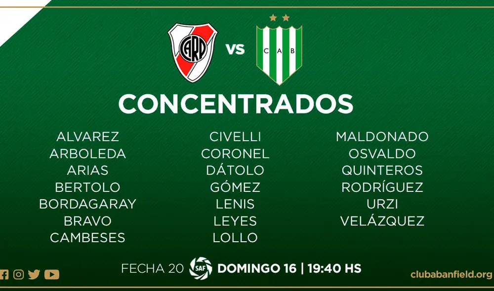 Sigue AQUÍ River Plate vs. Banfield por la Superliga Argentina EN VIVO. Foto: Twitter